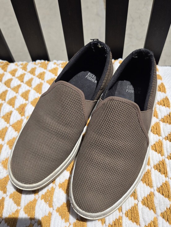 Eileen Fisher Shoes - Eileen Fisher Brown Mesh Slip-On Loafers